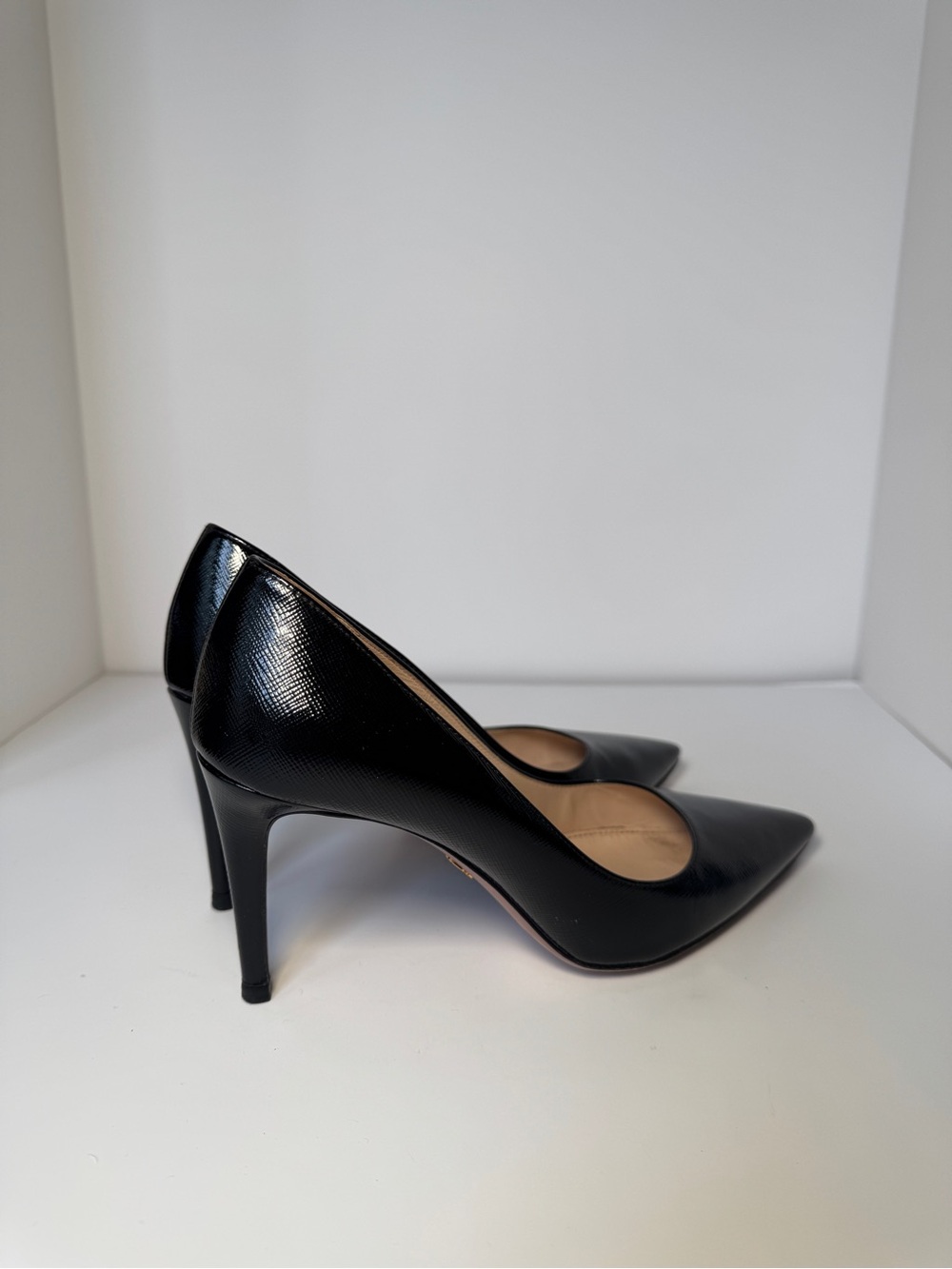 Prada Black Pointed Leather Pumps - Picture 2 of 4
